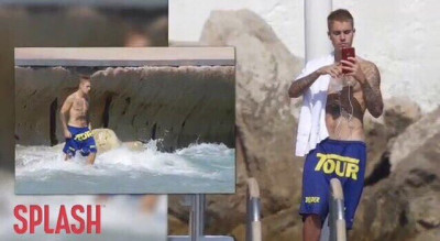28.06 | Justin Bieber é fotografado na praia em Mónaco, Europa