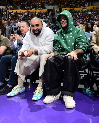 24.02 | Justin Bieber assistindo ao jogo de basquete entre o Los Angeles Lakers e o Orlando Magic na Crypto.com Arena, em Los Angeles, Califórnia.